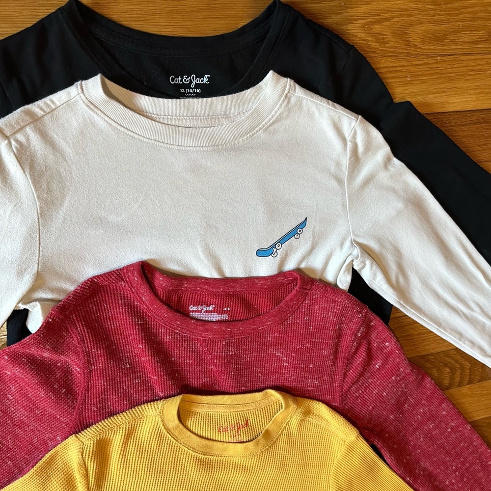 Cat & Jack Boys Long Sleeve Shirt Bundle (4 pcs) Size 6/7-8